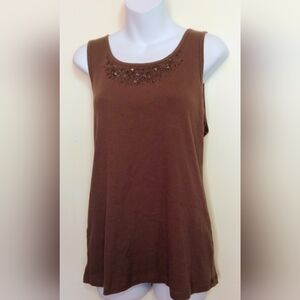 🛍️ BUNDLE ONLY 🛍️Sonoma Chocolate Brown Embellished Tank Top